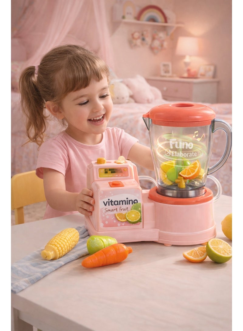 Kids Pretend Juice Blender Toy With Light & Music – Realistic Kitchen Play Set - Image 2